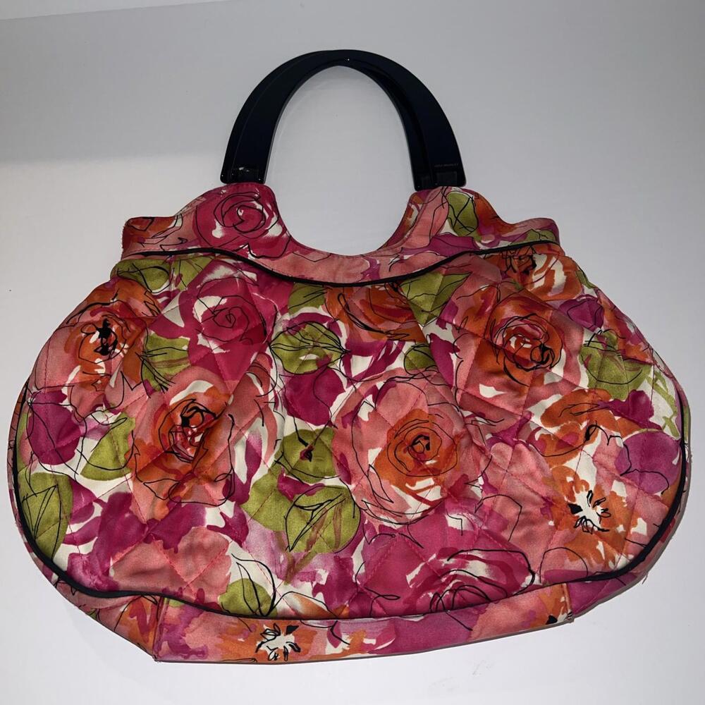 Vera Bradley Millie Purse Rose Pattern Sateen Lucite Handles Spring Summer Flora